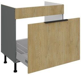 Dolná kuchynská skrinka pod drez Carminia 80 ZL 1S BB PREMIUM BOX (dub cremona + antracit). Akcia -22%. Vlastná spoľahlivá doprava až k Vám domov. 1127914
