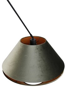 Závesné svietidlo čierne s dvojvrstvovým zamatovým tienidlom zelené so zlatým vnútorným povrchom - Blitz