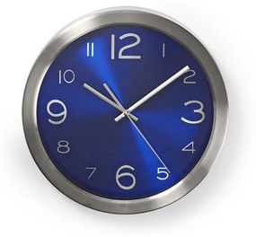 Nedis Nedis CLWA010MT30BU - Nástenné hodiny 1xAA/1,5V nerez 30 cm modrá NE0259