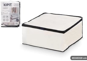 Arte Regal Textilný úložný box na uschovanie oblečenia a posteľnej bielizne, WHITE KIPIT, 45x45x20, biely