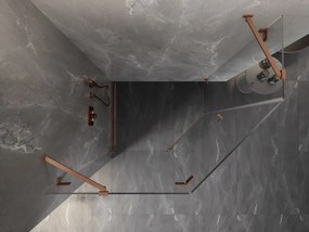 Mexen Lunar, Päťuholníkový sprchový kút Mexen Lunar naklápací doľava 100 x 80 cm, 8mm číre sklo, profil medená matná, 831-100L-080P-65-00-L