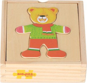 Bigjigs Drevené vkladacie puzzle Medveď