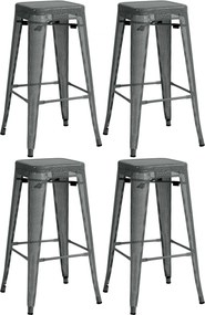 Kovová barová stolička Fletcher (SET 4 ks) - Sivá