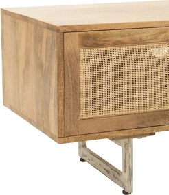 Drevený TV stolík z mangového dreva s výpletom Ginna - 120*43*49 cm