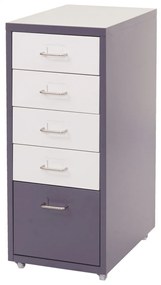 Zásuvková skrinka Boston T851 - 69x28x41cm, 5 zásuviek - tmavosivá biela-tmavosivá