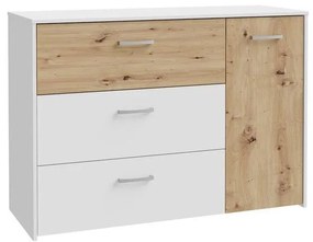Komoda s zásuvkami URO dub artisan/ biela