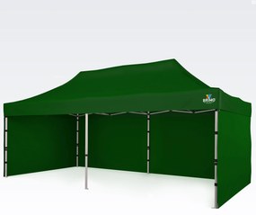 BRIMO Nožnicový párty stan EXCLUSIVE ALU 3x6 m s 3 stenami zelený
