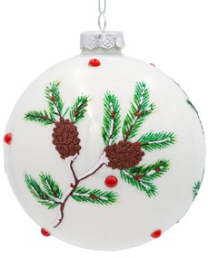 SKLENENÁ VIANOČNÁ BANKA NA STROMČEK SADA 4 KS (FI) 10 CM VZOROVANÁ