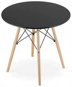 Jedálenská zostava TODI 80cm okrúhly stolový set čierny + 4 stoličky LAGO sivé