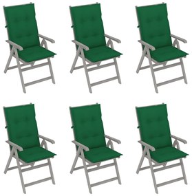 Záhradné sklápacie stoličky 6 ks s podložkami akáciový masív 3065337