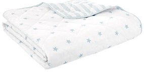 Biely/modrý bavlnený prešívaný detský pléd 135x190 cm Mini Star &amp; Stripes – Bianca