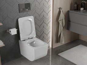 Mexen Vera, závesné WC Rimless 51 x 36 cm s pomaly padajúcim sedátkom z duroplastu, biela, 30164000