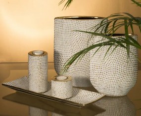 Dekoračný tanier VERDA 03 biely / zlatý