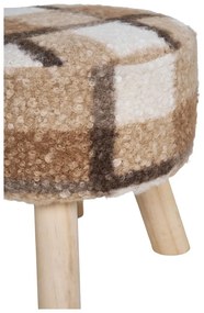 Bielo-hnedá podnožka z textílie buklé Aberdeen – House Nordic