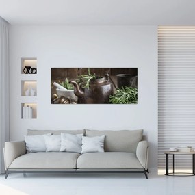Obraz - Kanvička s rozmarínom (120x50 cm)