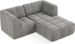 Sivá zamatová rohová pohovka (pravý roh/s leňoškou) Aloha – Makamii