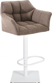 Barová stolička Damas W1 - látka, biely rám - Sivo-hnedá (Taupe)