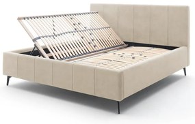 Béžová čalúnená dvojlôžková posteľ s úložným priestorom s roštom 160x200 cm Lizzano – Meise Möbel