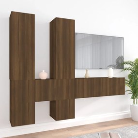 7-dielna súprava TV skriniek hnedý dub spracované drevo