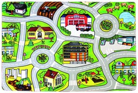 Protišmykový kusový koberec Cesty, 140x200, viacfarebná, detská izba, BO-MA