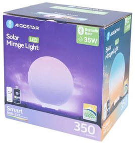 Aigostar-LED RGB stmievateľná vonkajšia lampa MESH 35 W / 3,7 V 4000 mAh 2700–6500 K IP65 Ø 30 cm