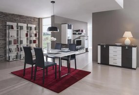 Široká komoda Caracas typ 21, grafit/biely lesk, s osvetlením