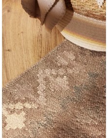 Svetlomodrý/béžový obojstranný ručne tkaný vlnený behúň 60x190 cm Kamal Dune – Nouristan