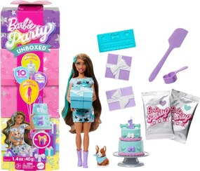 Mattel Barbie JFG72 Party Unboxed Reveal sada 10 prekvapení s bábikou