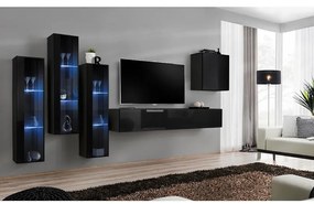 Obývacia stena Switch Sklo +LED XIII čierna