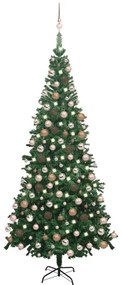 Umelý vianočný stromček s LED a súpravou gulí L 240 cm zelený 3077577