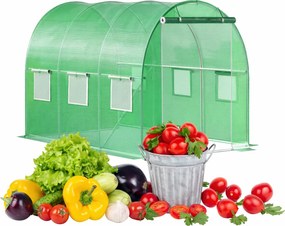 Bauerkraft Fóliový skleník 3x2x2 m 6 m² kovový rám UV fólia - zelený