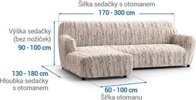 Bielastické poťahy OCEANO NOVÉ béžové sedačka s otomanom vľavo (š. 170 - 300 cm)