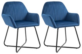 Jedálenské stoličky 2 ks modré zamatové