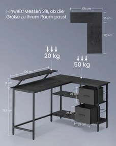 Rohový kancelársky stôl s dvoma boxami LWD098B56
