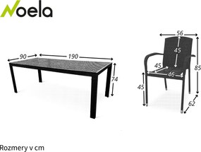 Noela Záhradný jedálenský set Viking XL 190cm + 8x ratanová stolička Roma