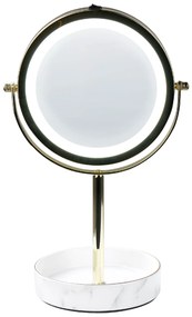 Kozmetické LED zrkadlo ø 26 cm zlatá/biela SAVOIE Beliani