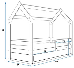 Detská posteľ DOMČEK Borovica – biela