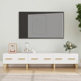 TV stolík biely 150x34,5x30 cm spracované drevo