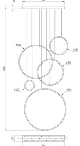 LED luster na lanku SATURNO LED/100W/230V čierny