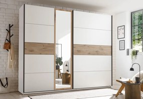 Šatníková skriňa so zrkadlom Daria, 270 cm, dub/biela