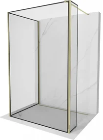 Mexen Kioto sprchová stena Walk-in 120 x 90 x 40 cm, čierny vzor, zlatý - 800-120-090-221-50-70-040