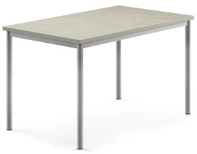 Stôl SONITUS, 1200x800x720 mm, linoleum - svetlošedá, strieborná