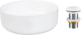 Comad Keramické umývadlo na dosku Maja 36,5x36,5 + výpusť Click-Clack, biela