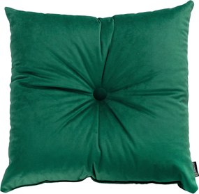 Štvorcový vankúš Velvet s gombíkom farba produktu zelená látka lesklá, zamatová