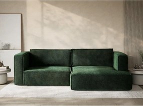 Tmavozelená ženilková rozkladacia/s úložným priestorom rohová pohovka (pravý roh/s leňoškou) Velto – Maison de Rêve
