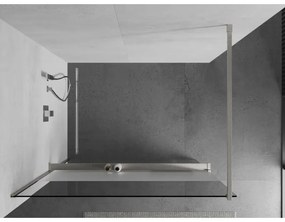 Mexen Kioto+, sprchová zástena Walk-In s poličkou a vešiakom 80 x 200 cm, 8mm číre sklo-námraza, brúsená oceľ profil, 800-080-121-97-35
