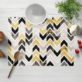 Biante Dekoračné prestieranie na stôl Leona LN-064 Zlaté a čierne cik cak pásiky 30x40 cm