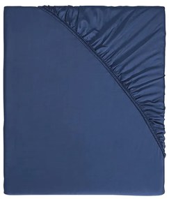 Livarno home Napínacia plachta z bavlneného saténu, 180 – 200 x 200 x 25 cm (modrá)  (100361631)