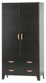 Čierna šatníková skriňa z borovicového dreva WOOOD Dian