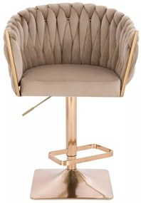 LuxuryForm DESIGN Barová stolička NORDEN VELUR na zlatej hranatej podstave - latte